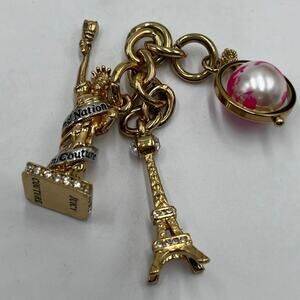 Juicy Couture Statue of Liberty Pink World Globe Eiffel Tower Travel Charms